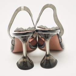 Amina Muaddi Black PVC Phoenix Slingback Pumps Size 38