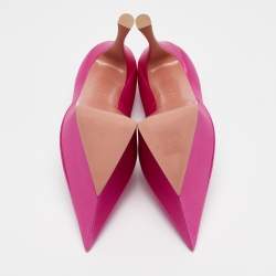 Amina Muaddi Pink Satin Yigit Platform Pumps Size 38