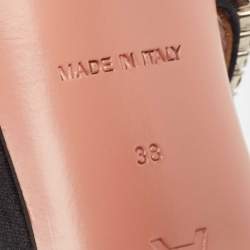 Pre Owned Amina Muaddi Black Crystal Embellished Satin Gilda Sandals Size 38