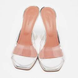 Pre Owned Amina Muaddi Transparent PVC Lupita Slide Sandals Size 39