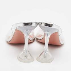 Pre Owned Amina Muaddi Transparent PVC Lupita Slide Sandals Size 39