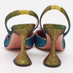 Amina Muaddi Multicolor Suede Begum Slingback Sandals Size 38