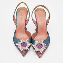 Amina Muaddi Multicolor Suede Begum Slingback Sandals Size 38