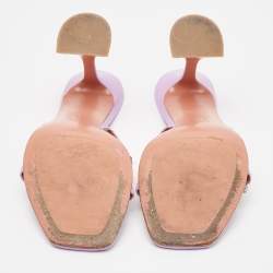 Pre Owned Amina Muaddi Purple Leather Crystal Embellished Slide Sandals Size 38