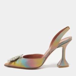 Amina Muaddi Multicolor Iridescent PVC Begum Slingback Pumps Size 38.5