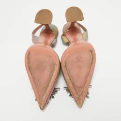 Amina Muaddi Multicolor Iridescent PVC Begum Slingback Pumps Size 38.5