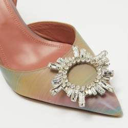 Amina Muaddi Multicolor Iridescent PVC Begum Slingback Pumps Size 38.5