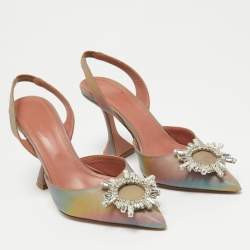 Amina Muaddi Multicolor Iridescent PVC Begum Slingback Pumps Size 38.5