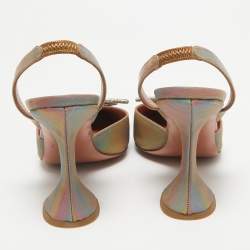 Amina Muaddi Multicolor Iridescent PVC Begum Slingback Pumps Size 38.5