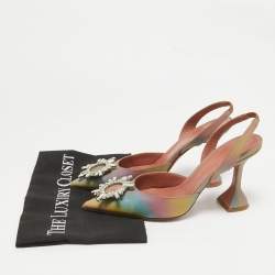 Amina Muaddi Multicolor Iridescent PVC Begum Slingback Pumps Size 38.5