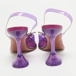 Amina Muaddi Purple PVC Begum Slingback Sandals Size 38