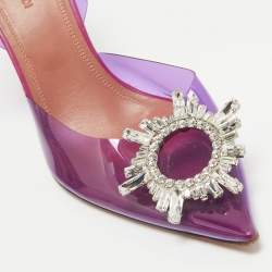 Amina Muaddi Purple PVC Begum Slingback Sandals Size 38