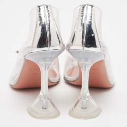 Amina Muaddi Transparent/Silver PVC and Leather Begum Pumps Size 37.5