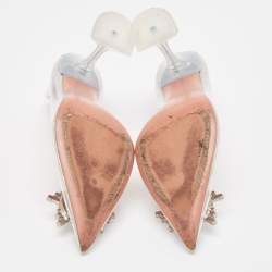 Amina Muaddi Transparent/Silver PVC and Leather Begum Pumps Size 37.5