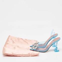 Amina Muaddi Blue PVC Begum Slingback Pumps Size 36.5