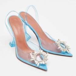 Amina Muaddi Blue PVC Begum Slingback Pumps Size 36.5