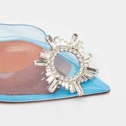 Amina Muaddi Blue PVC Begum Slingback Pumps Size 36.5