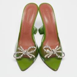 Amina Muaddi Green PVC Rosie Slide Sandals Size 38