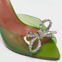 Amina Muaddi Green PVC Rosie Slide Sandals Size 38