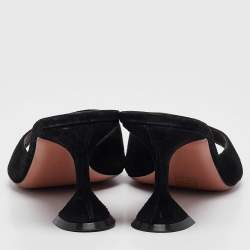Pre Owned Amina Muaddi Black Suede lupita Slide Sandals Size 41
