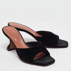 Pre Owned Amina Muaddi Black Suede lupita Slide Sandals Size 41