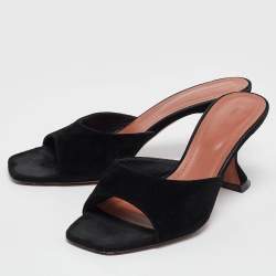 Pre Owned Amina Muaddi Black Suede lupita Slide Sandals Size 41