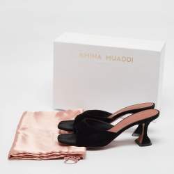 Pre Owned Amina Muaddi Black Suede lupita Slide Sandals Size 41
