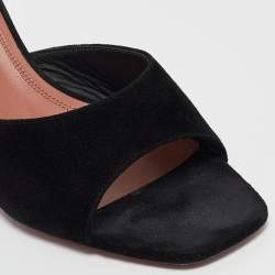 Pre Owned Amina Muaddi Black Suede lupita Slide Sandals Size 41