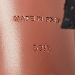 Pre Owned Amina Muaddi Black Leather and Suede Henson Ankle Strap Sandals Size 39.5