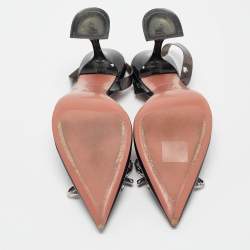 Pre Owned Amina Muaddi Black PVC Rosie Slingback Pumps Size 40