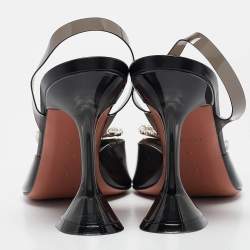 Pre Owned Amina Muaddi Black PVC Rosie Slingback Pumps Size 40