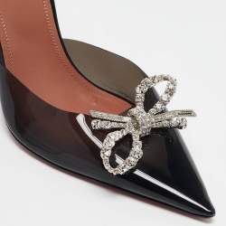 Pre Owned Amina Muaddi Black PVC Rosie Slingback Pumps Size 40