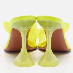 Pre Owned Amina Muaddi Neon Yellow PVC Holli Glass Slingback Pumps Size 37