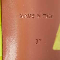 Pre Owned Amina Muaddi Neon Yellow PVC Holli Glass Slingback Pumps Size 37