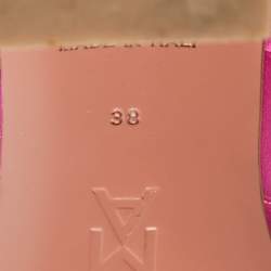 Pre Owned Amina Muaddi Pink Satin Crystal Embellished Gilda Mules Size 38