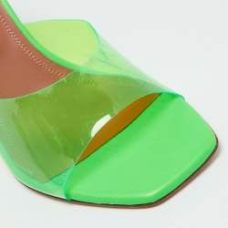 Amina Muaddi Fluro Green PVC Lupita Slide Sandals Size 36