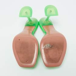 Amina Muaddi Fluro Green PVC Lupita Slide Sandals Size 36