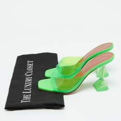 Amina Muaddi Fluro Green PVC Lupita Slide Sandals Size 36