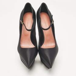 Amina Muaddi Black Satin Yigit Platform Pumps Size 39.5