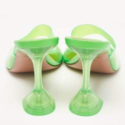 Amina Muaddi Green PVC lupita Slide Sandals Size 39.5