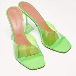 Amina Muaddi Green PVC lupita Slide Sandals Size 39.5