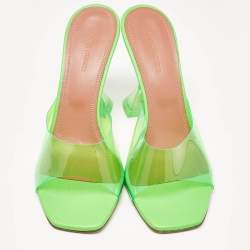 Amina Muaddi Green PVC lupita Slide Sandals Size 39.5