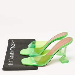 Amina Muaddi Green PVC lupita Slide Sandals Size 39.5
