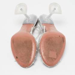 Pre Owned Amina Muaddi Transparent PVC Brygit T-Strap Pumps Size 38