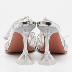 Pre Owned Amina Muaddi Transparent PVC Brygit T-Strap Pumps Size 38