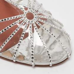 Pre Owned Amina Muaddi Transparent PVC Brygit T-Strap Pumps Size 38