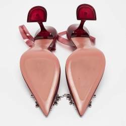 Pre Owned Amina Muaddi Burgundy Begum Pumps Size 39.5