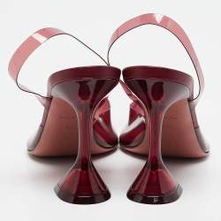 Pre Owned Amina Muaddi Burgundy Begum Pumps Size 39.5