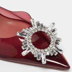 Pre Owned Amina Muaddi Burgundy Begum Pumps Size 39.5