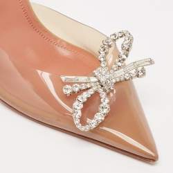 Pre Owned Amina Muaddi Beige PVC Rosie Slingback Pumps Size 38